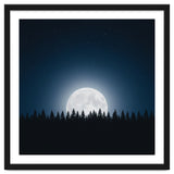 Midnight Serenity: Full Moon Over Forest Silhouettes thumbnail
