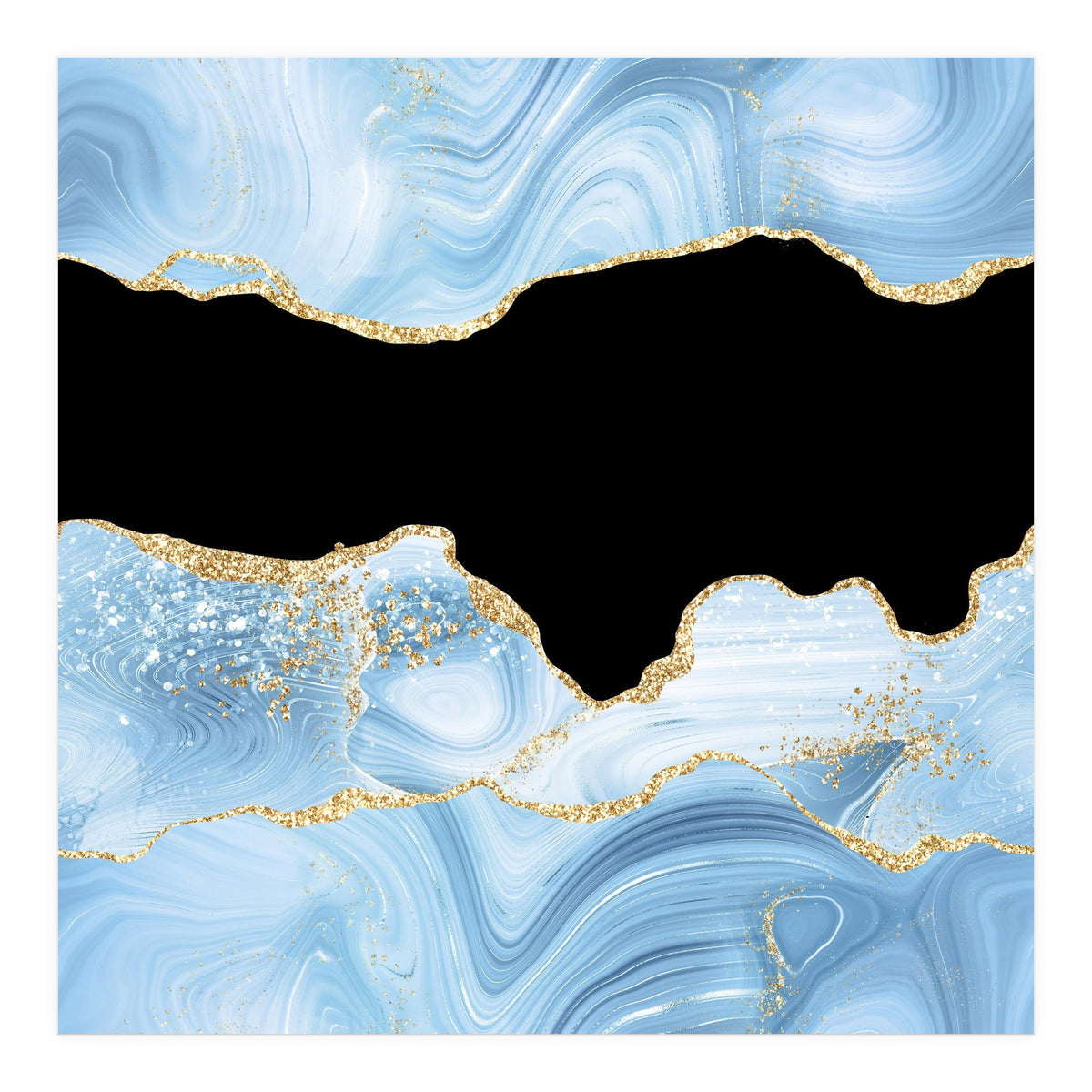 Blue & Gold Glitter Agate Texture 03  (Print Only)