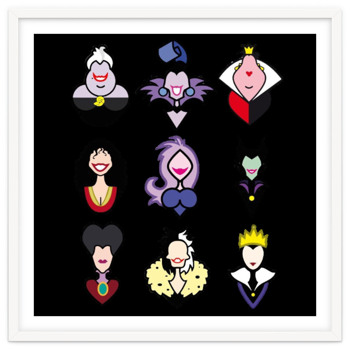 Disney Villains Cartoon Minimalist Faces