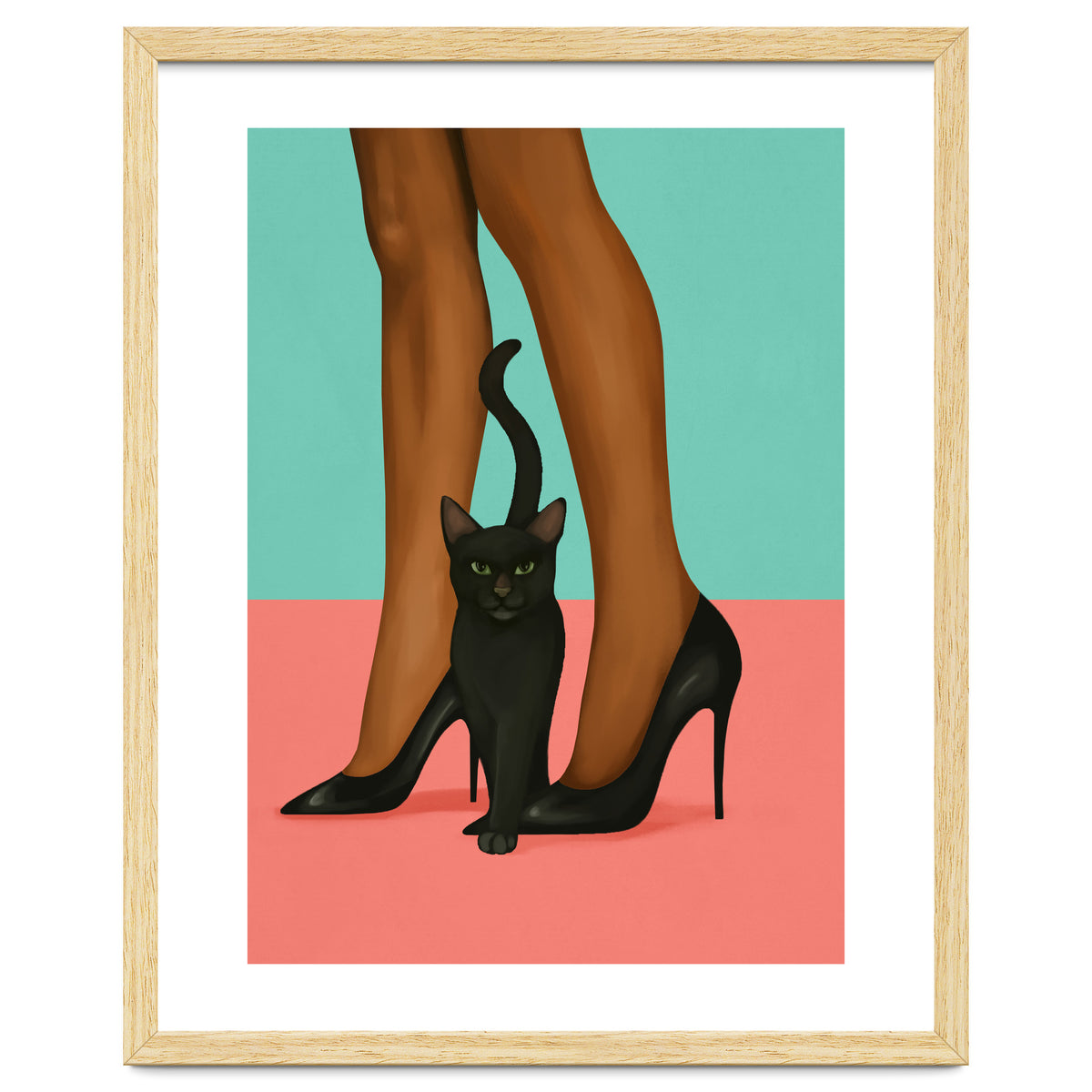 Woman In Heels With Black Cat