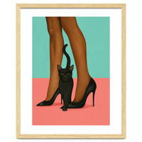 Woman In Heels With Black Cat