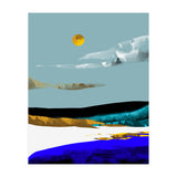 Duality & Intention, Abstract Nature Landscape Adventure Painting, Travel Mountains Sun Sky Scandinavian Clouds (Print Only) thumbnail