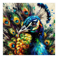 Vibrant Peacock Portrait (Print Only)