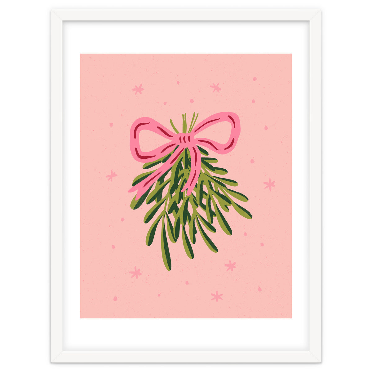 Mistletoe And Pink Bow