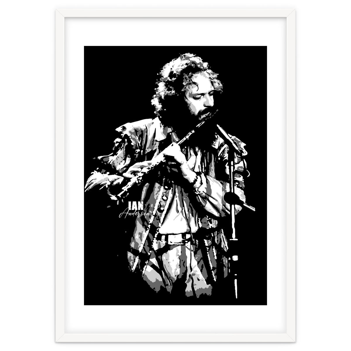 Ian Anderson Rock Music Legend in Grayscale 2