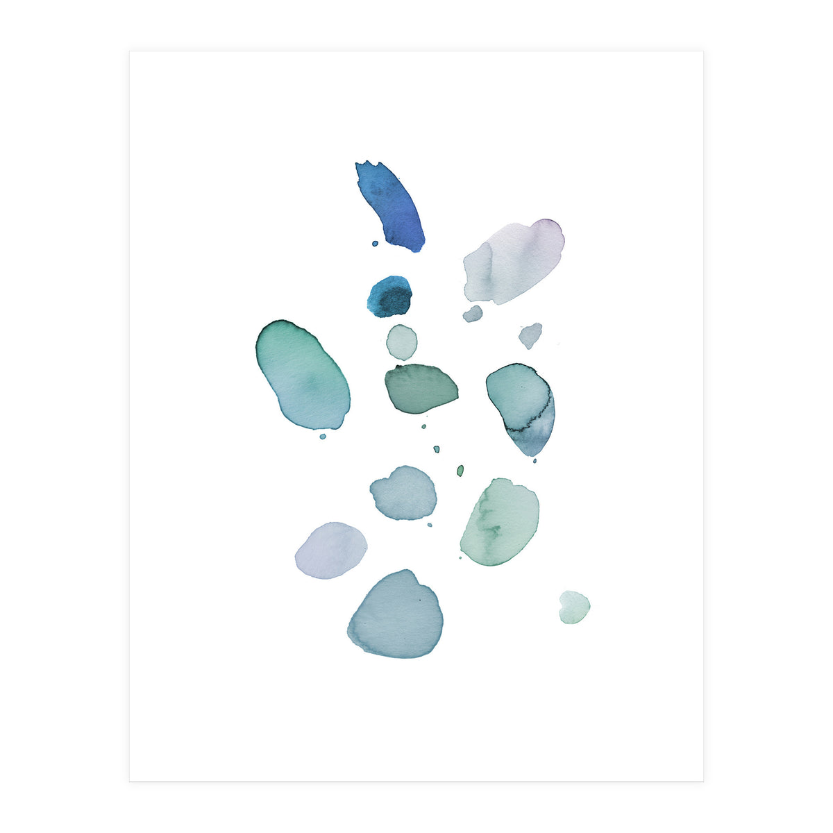 Watercolor Aqua Abstract Spots I (Print Only)