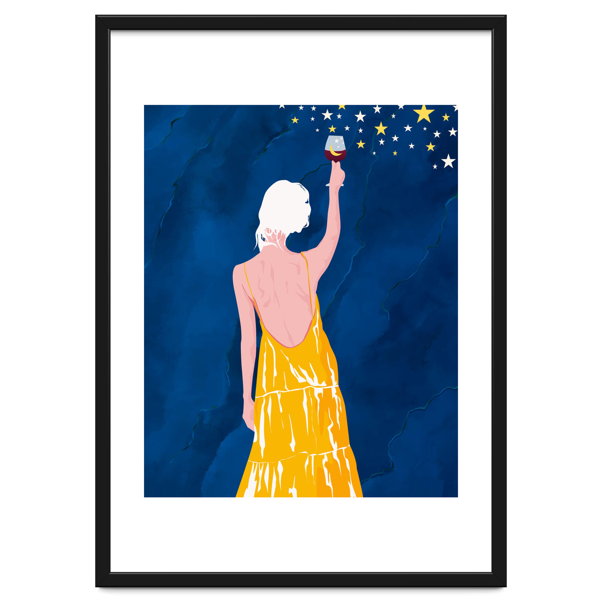 Pour Me Some Magic, Moon Stars Night Sky, Bohemian Woman Positivity Hope Miracle, Wine Holidays New Years Eclectic Gifts