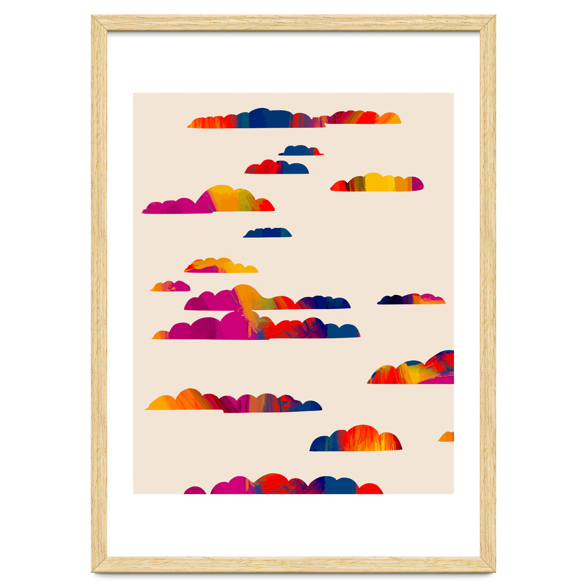 Totem Clouds, Colorful Sky Vibrant Eclectic Bohemian, Abstract Positivity Good Vibes Boho Contemporary Modern Painting