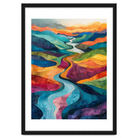 Colorful Abstract River Valley Landscape Art