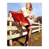 Pinup Girl Stacked On The Farm Fance (Print Only) thumbnail