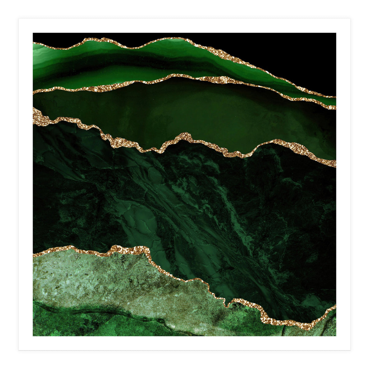 Green & Gold Agate Texture 02  (Print Only)