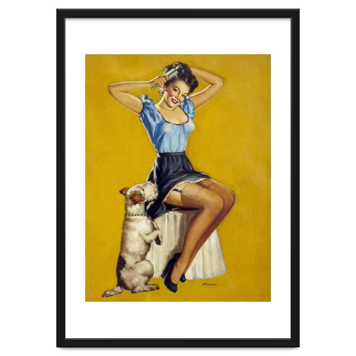Pinup Woman Posing With Her Dog