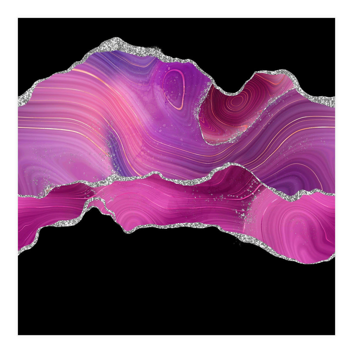 Magenta & Silver Agate Texture 04  (Print Only)