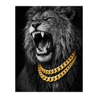Bejweled hyper-realistic lion photography,diamond fangs portrait (Print Only)
