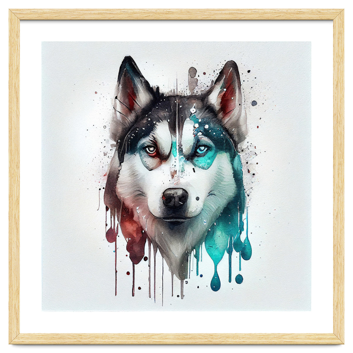 Watercolor Siberian Husky Dog