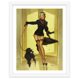 Pinup Girl In Black Dress On A Hall Experiencing Sudden Wind thumbnail