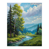 Serene Mountain River Landscape Oil Painting (Print Only) thumbnail