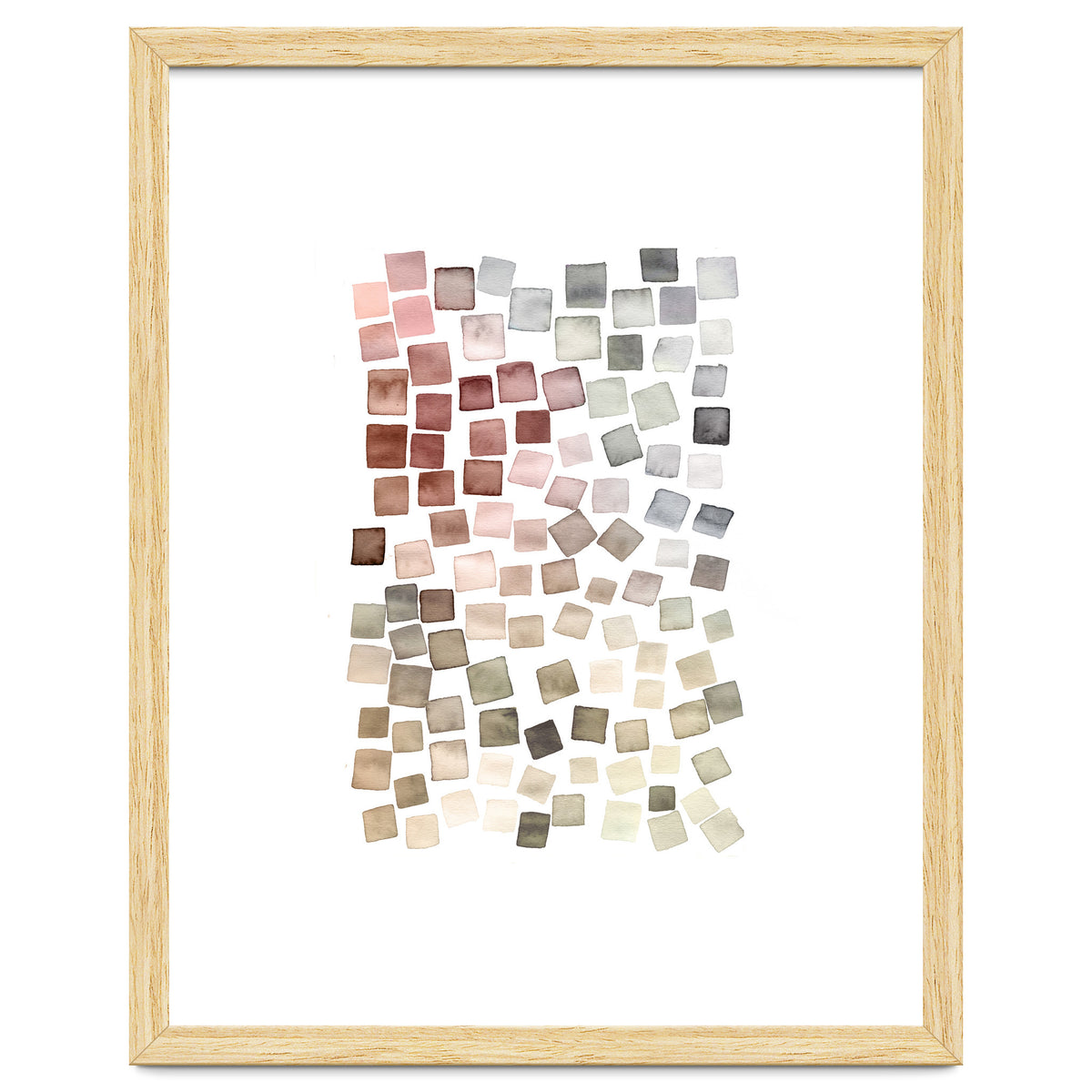 Watercolor Geometric Square Shapes Red