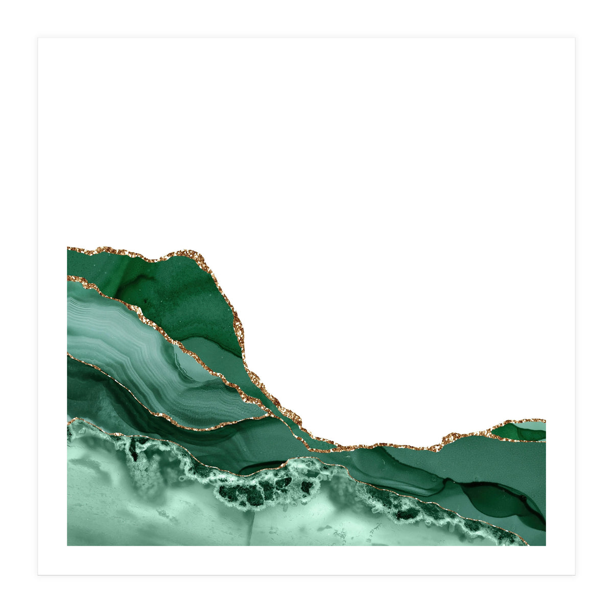 Emerald & Gold Agate Texture 07 (Print Only)