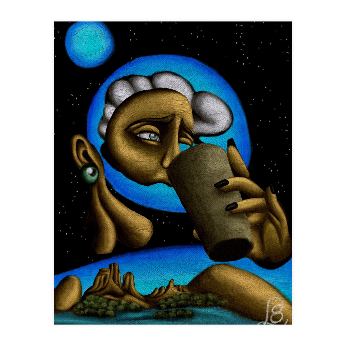 "A Drink Once In A Blue Moon"  (Print Only)