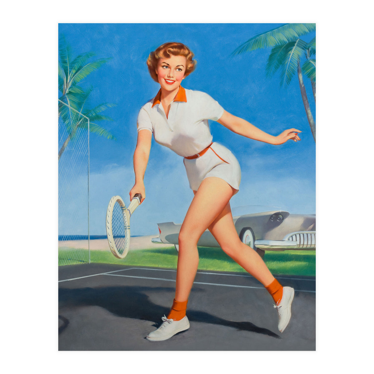 Pinup Girl On The Tennis Course (Print Only)