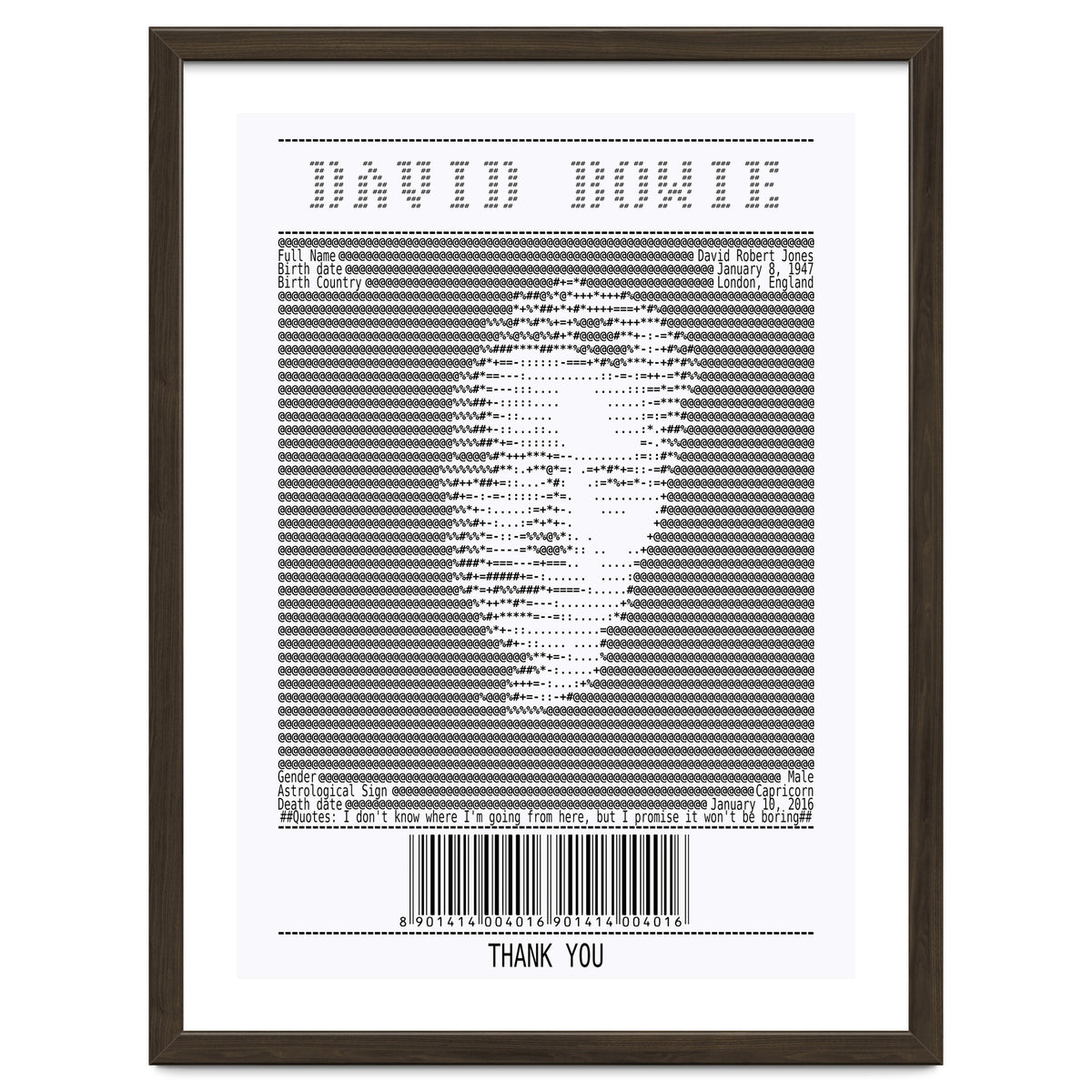 Receipt Art David Bowie Quotes