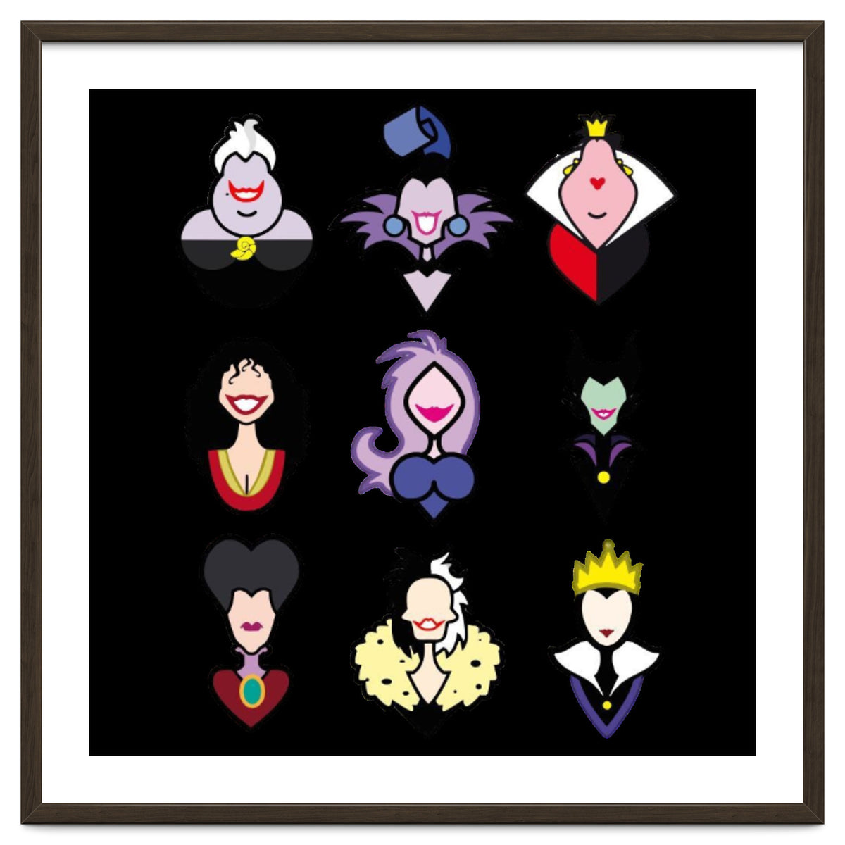 Disney Villains Cartoon Minimalist Faces