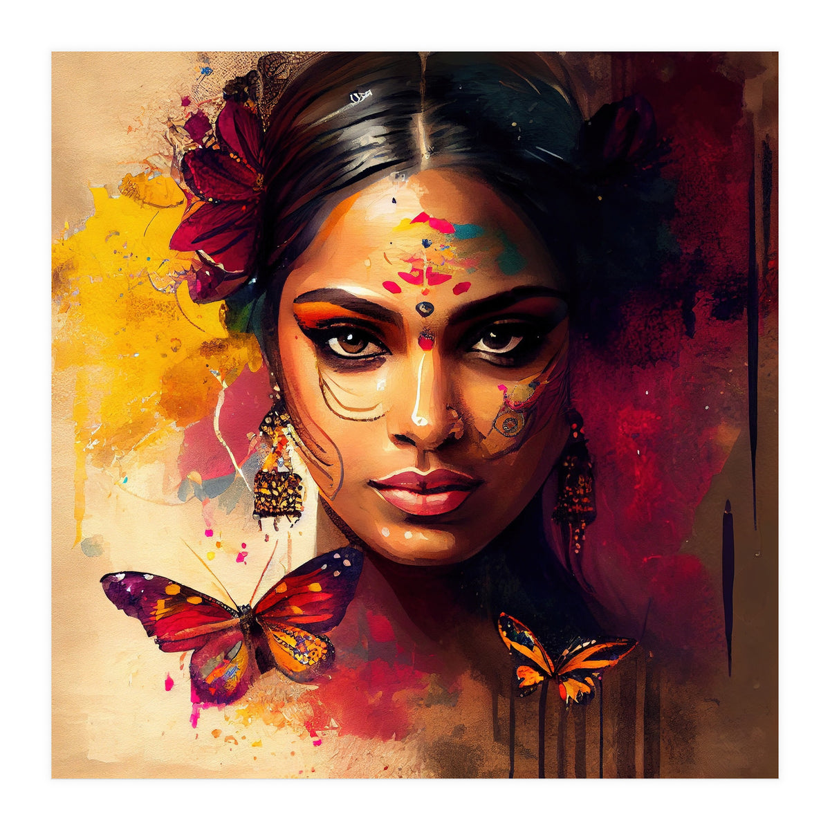 Golden Butterfly Hindu Portrait (Print Only)