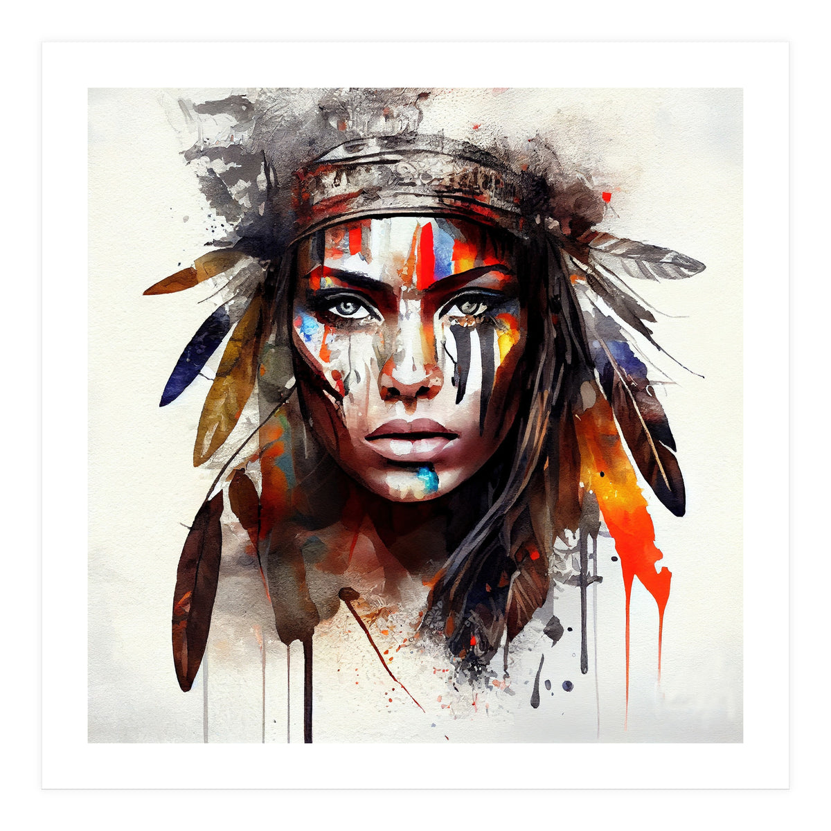Powerful American Native Woman #7 (Print Only)