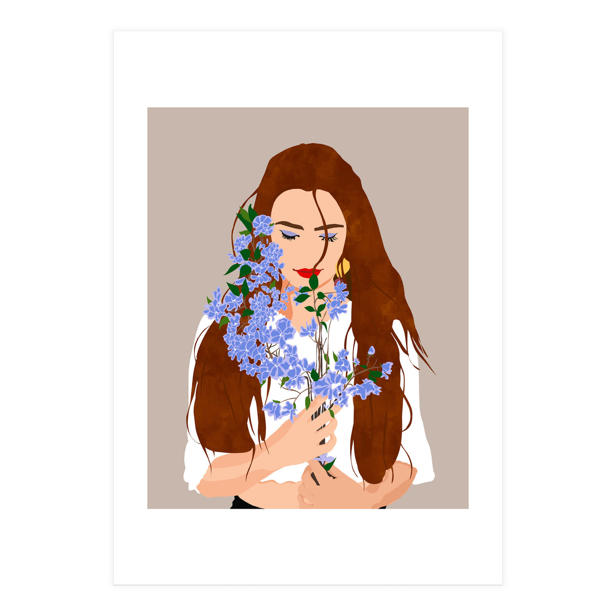 The Becoming, Nature Plants Bohemian Woman, Botanical Modern Mindful Self Care Self Love Positivity (Print Only)