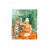 Jungle Vacay | Modern Bohemian Blonde Woman Tropical Travel | Leopard Wildlife Forest Reader (Print Only) thumbnail