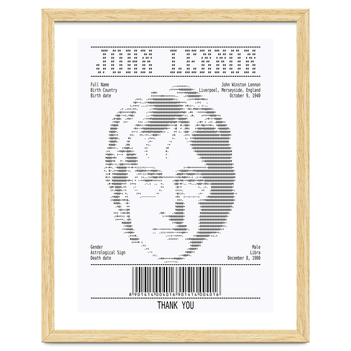 Receipt Art John Lennon