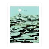 Dreamy Lake, Pastel Nature Botanical Jungle Landscape, Travel Pond Forest Plants Bohemian, Eclectic Scenic (Print Only) thumbnail