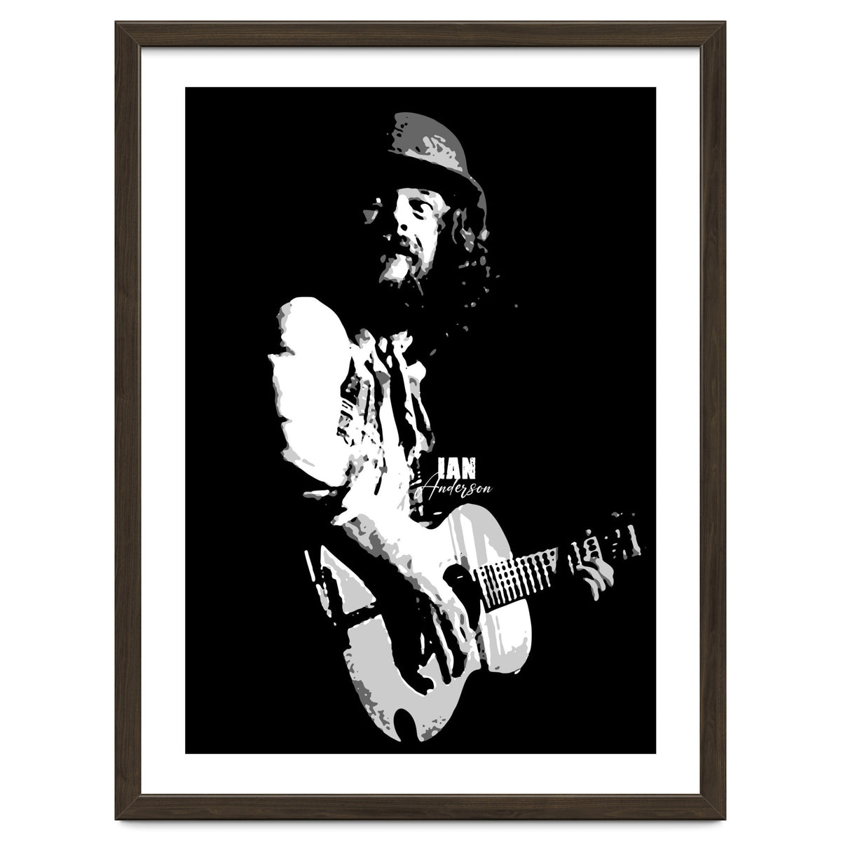 Ian Anderson Rock Music Legend in Grayscale