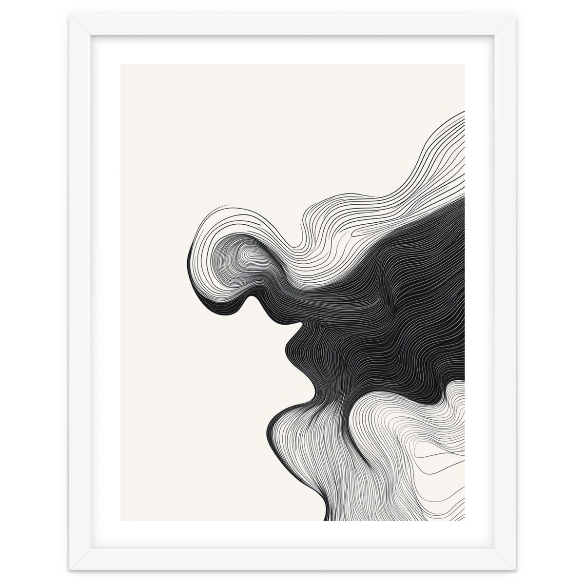 Abstract Black And White Wavy Lines Flowing Organic Shape
