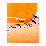Time Flies, Birds Wildlife Fly Freedom Nature, Sun Sunset Sunrise Positivity Hope Painting, Growth Migrate Gift Animals Blush Sky Bohemian (Print Only) thumbnail