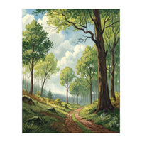 Vibrant Summer Forest Landscape Painting (Print Only)