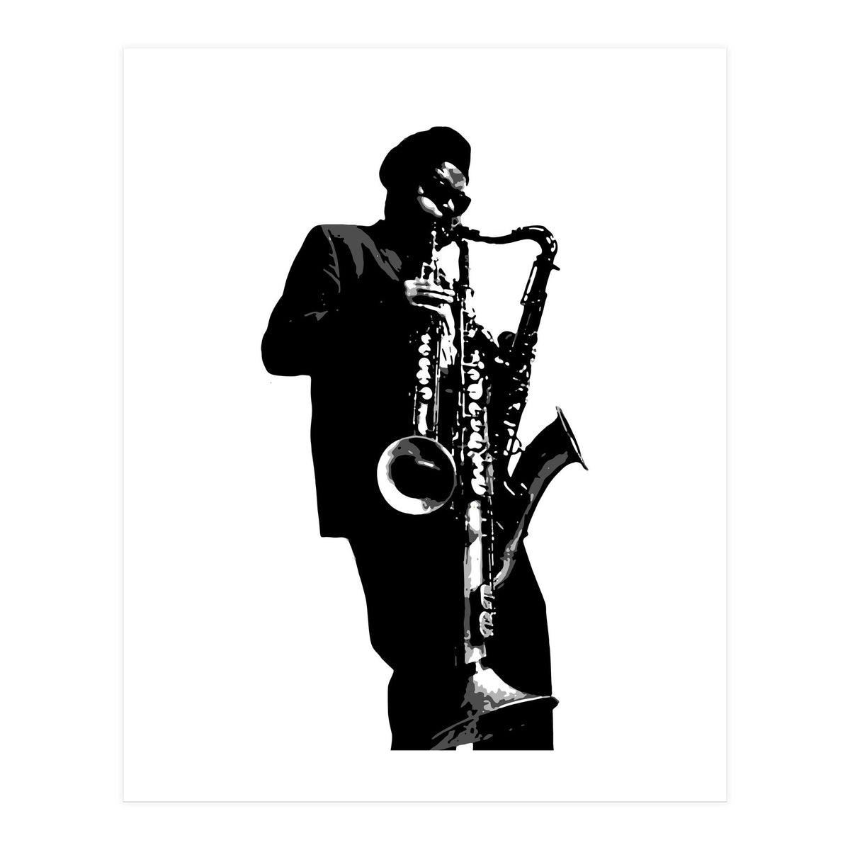 Rahsaan Roland Kirk Jazz Music Legend in Grayscale (Print Only)