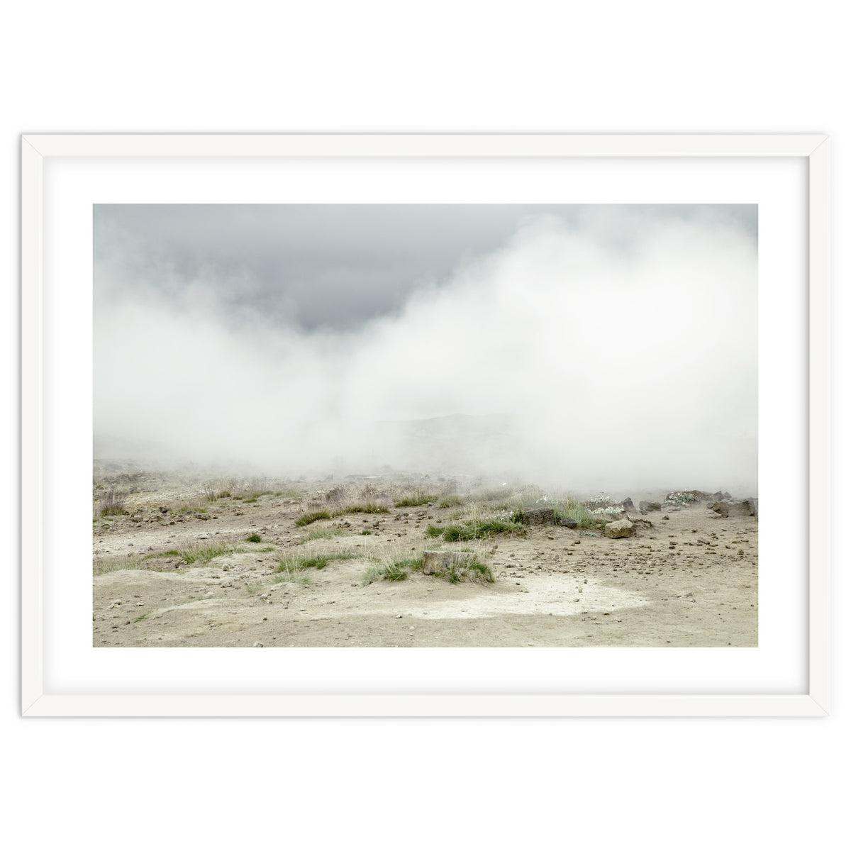 Landscape covered by hot spring steam - Iceland