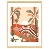 Epiphany, Pastel Rustic Sunrise Sunset, Bohemian Nature Landscape Illustration, Mountains Adventure Palm Trees thumbnail