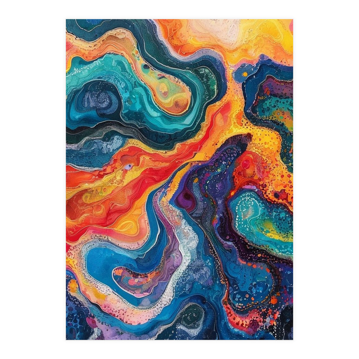 Vibrant Fluid Acrylic Pour Abstract Art (Print Only)