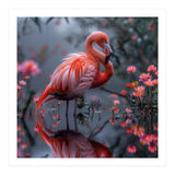 Elegant Flamingo Standing In Water Reflection (Print Only) thumbnail