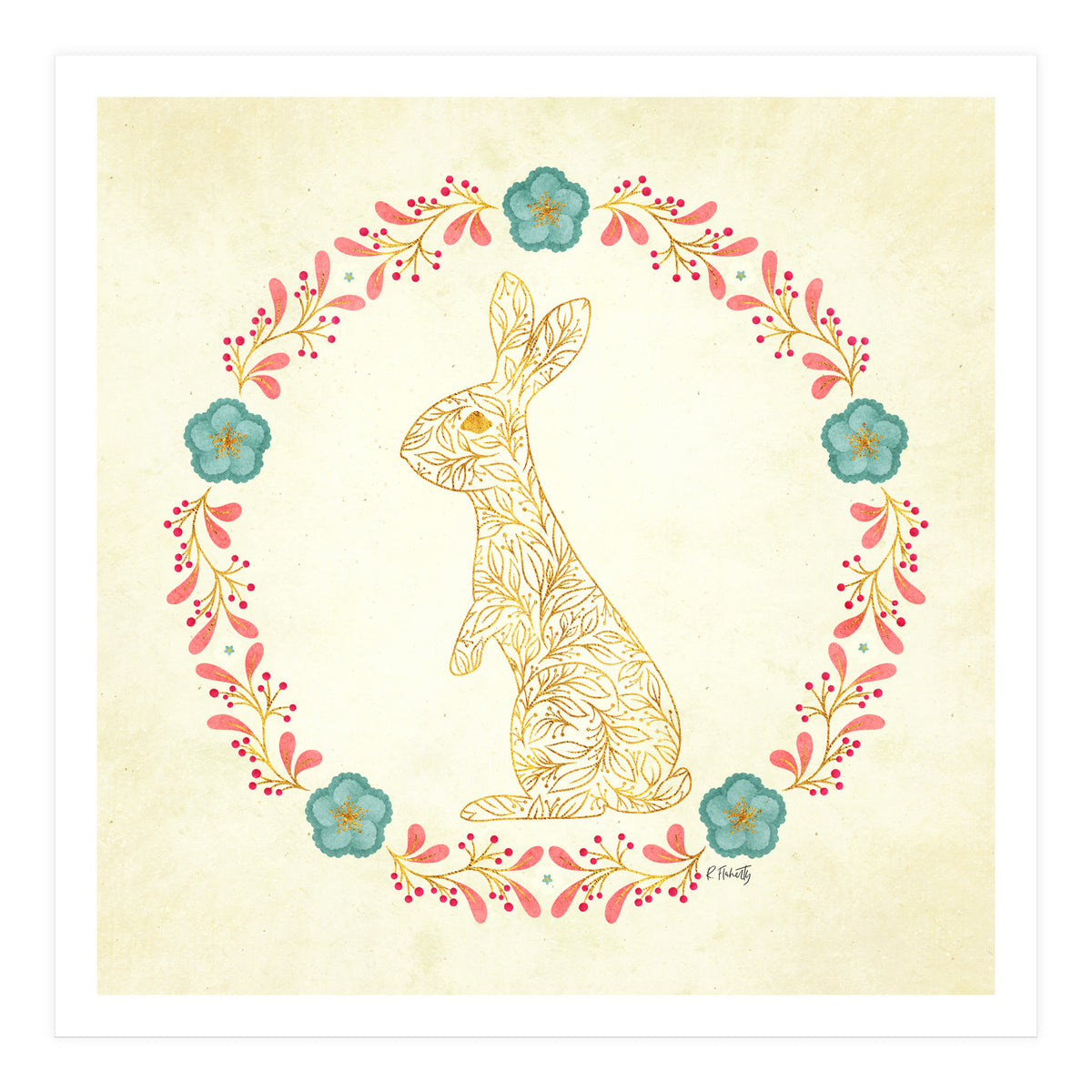 Floral Rabbit Wreath (Print Only)