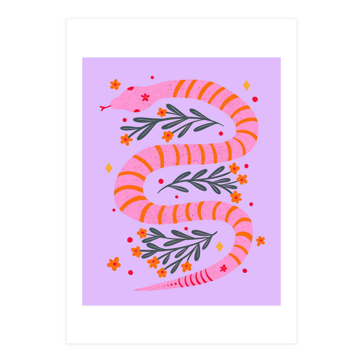 Modern snake - pink and orange (Print Only)