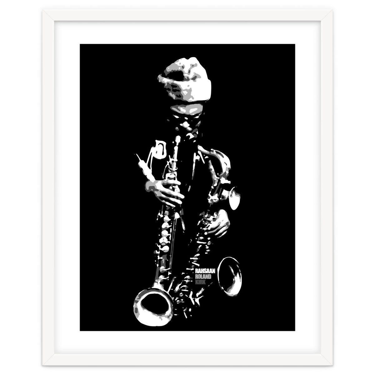 Rahsaan Roland Kirk Jazz Music Legend in Grayscale