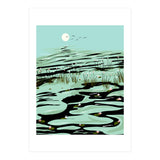 Dreamy Lake, Pastel Nature Botanical Jungle Landscape, Travel Pond Forest Plants Bohemian, Eclectic Scenic (Print Only) thumbnail