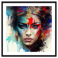 Crowned Mask Asian Warrior Portrait