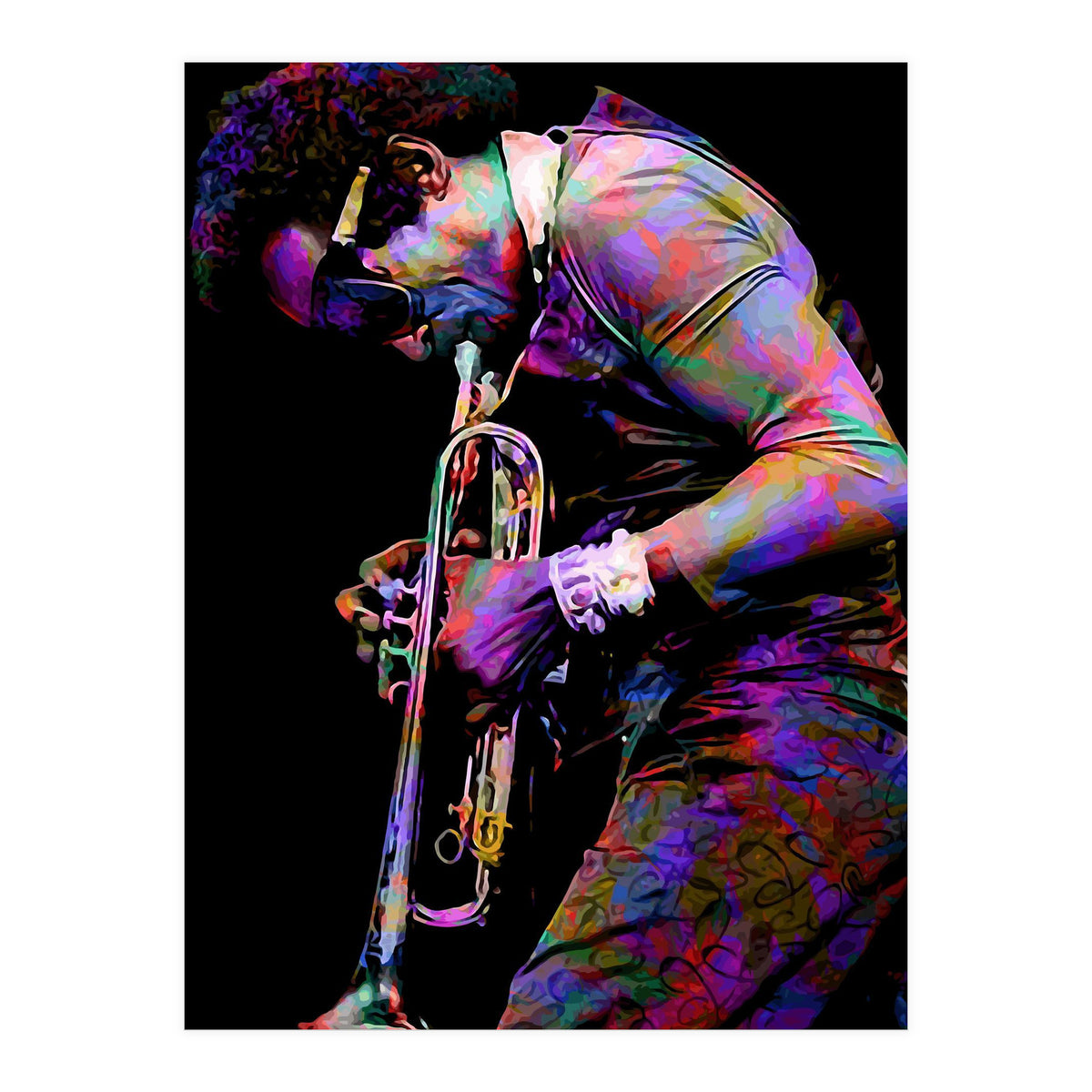 Miles Davis American Jazz Trumpeter Legend Colorful Art (Print Only)