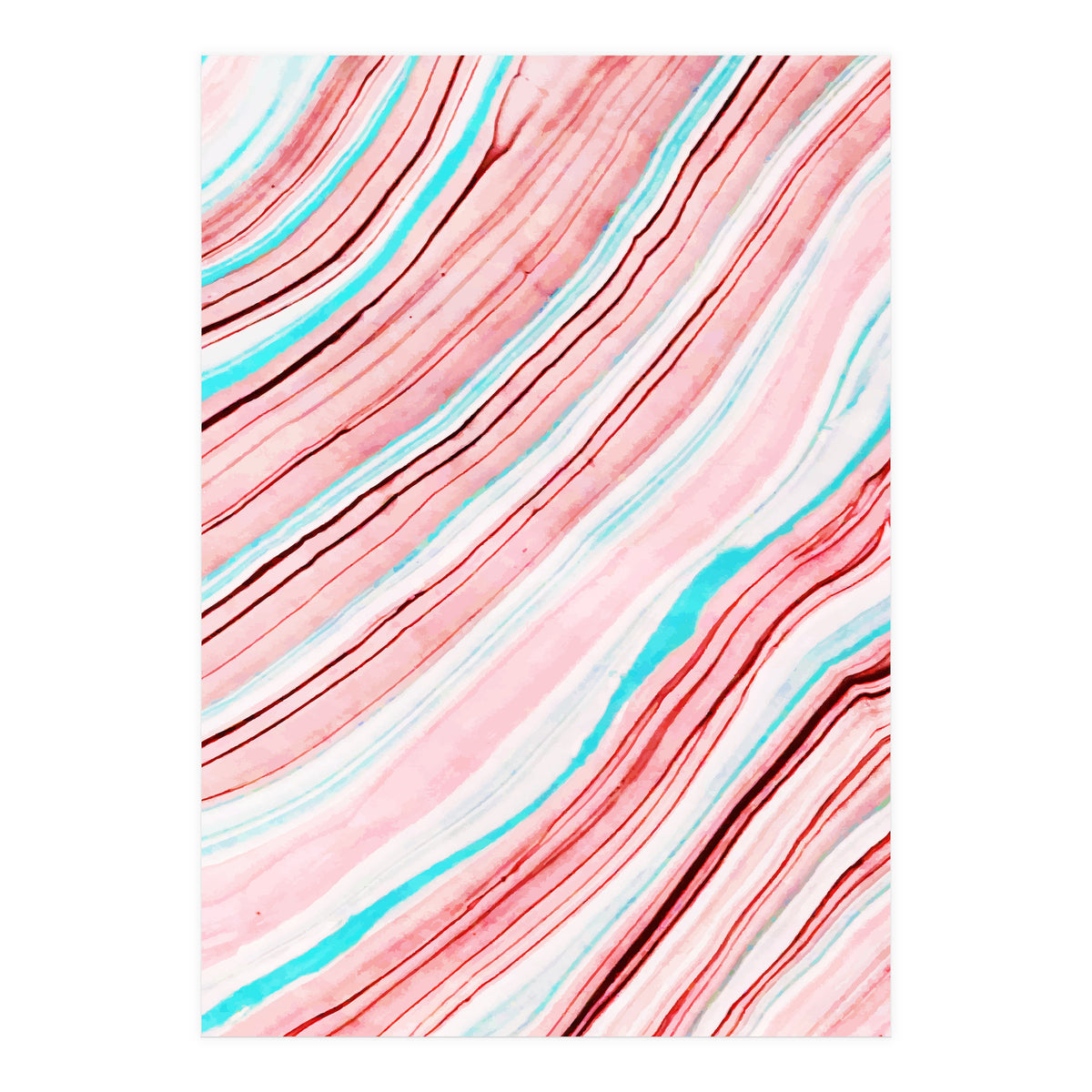 Between the Lines, Pastel Watercolor Abstract Painting, Subtle Neutral Minimal Illustration (Print Only)