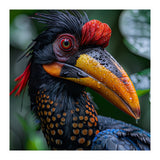 Close Up Of Helmeted Hornbill Bird In Rain (Print Only) thumbnail